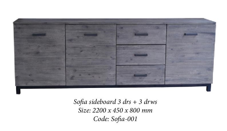 3-door Sideboard Cupboard + 3 Sofia Drawers