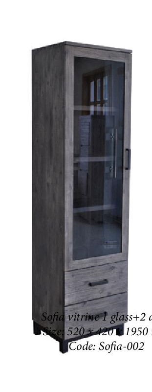 Cabinet Virtine Sofia 1 Glass Door + 2 DCabinet Virtine Sofia 1 Glass Door + 2 Drawers